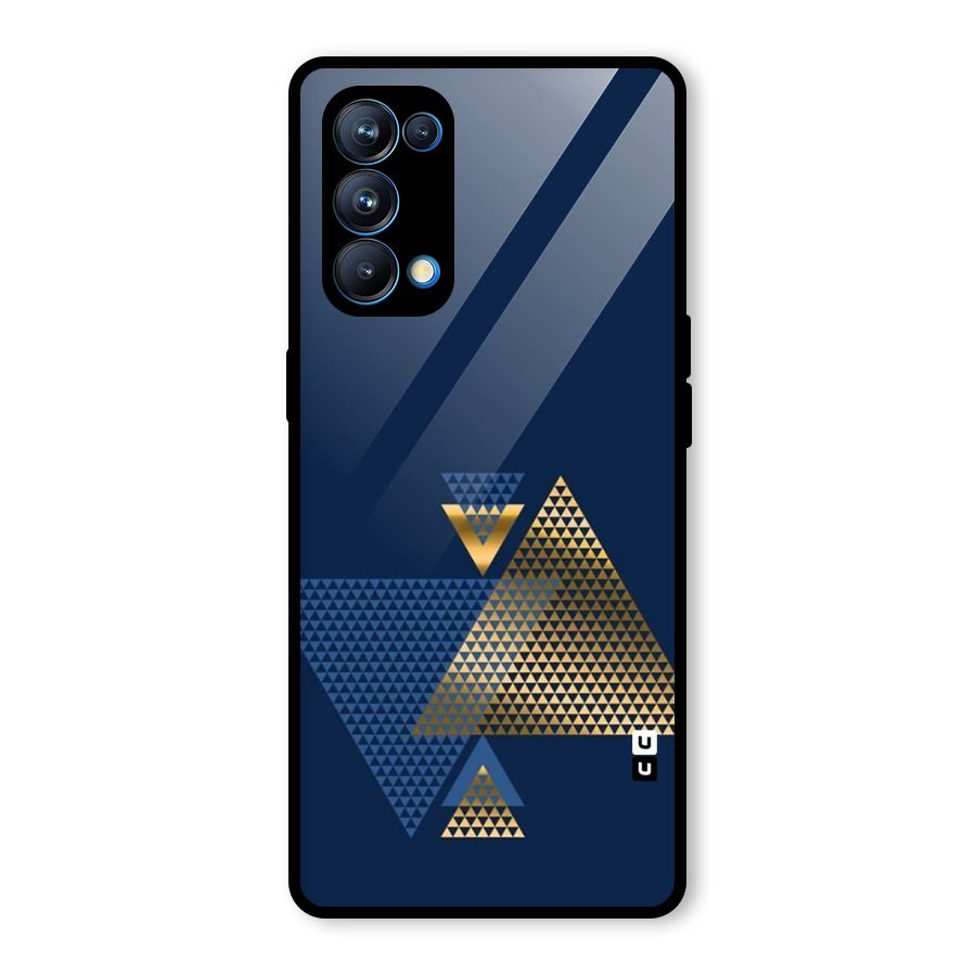 Blue Gold Triangles Glass Back Case for Oppo Reno5 Pro 5G