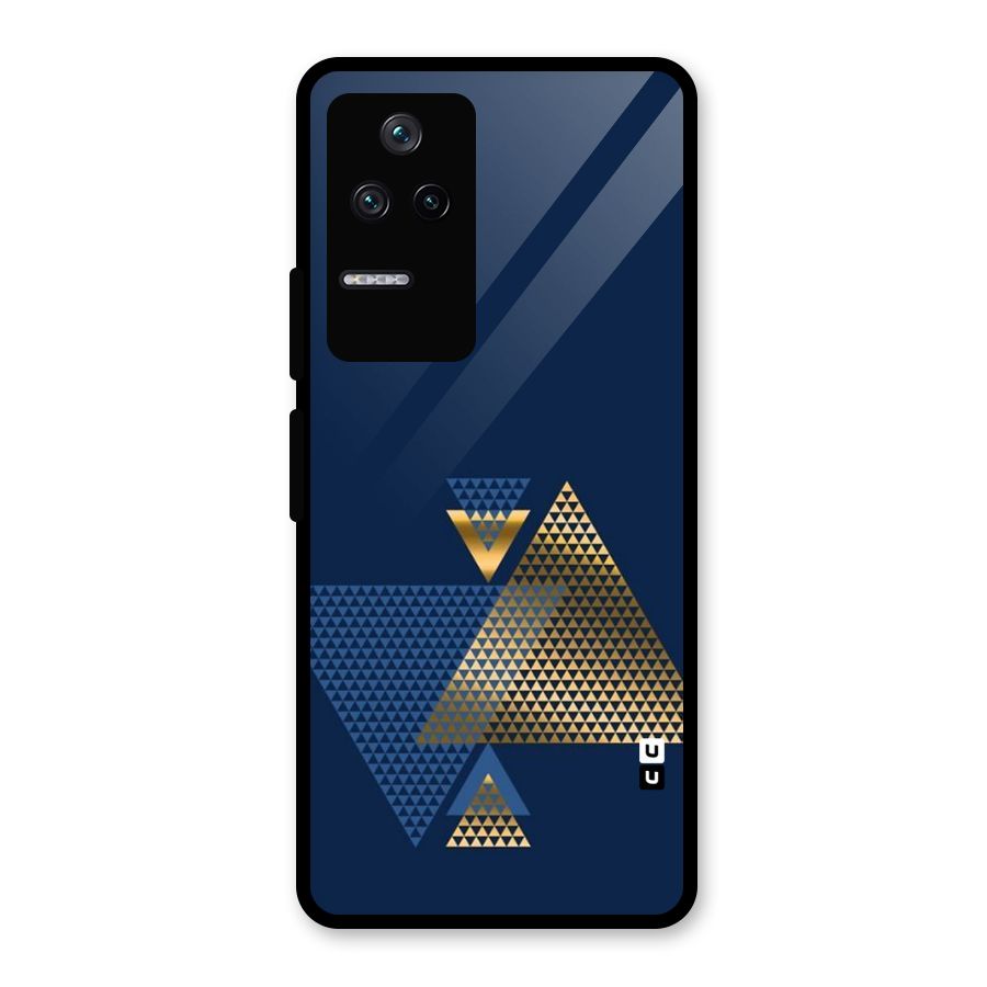 Blue Gold Triangles Glass Back Case for Poco F4 5G