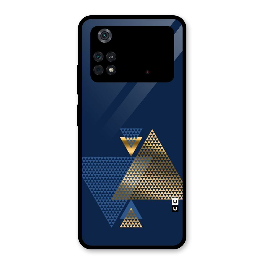 Blue Gold Triangles Glass Back Case for Poco M4 Pro 4G