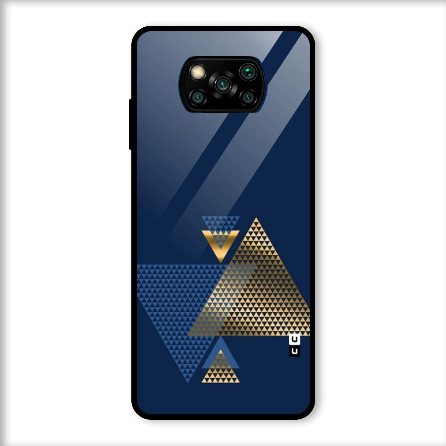 Blue Gold Triangles Glass Back Case for Poco X3