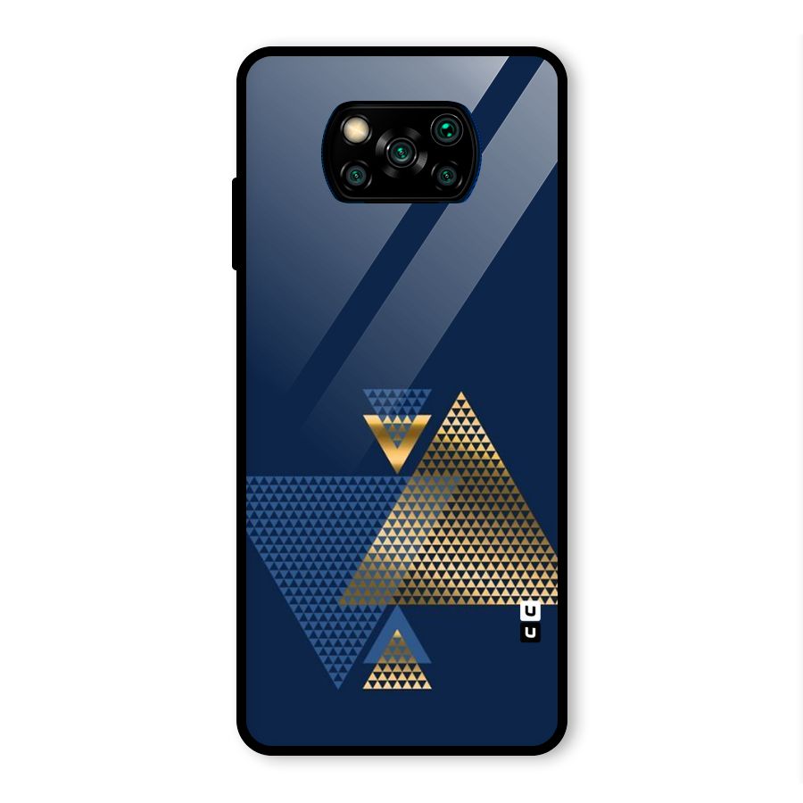 Blue Gold Triangles Glass Back Case for Poco X3 Pro