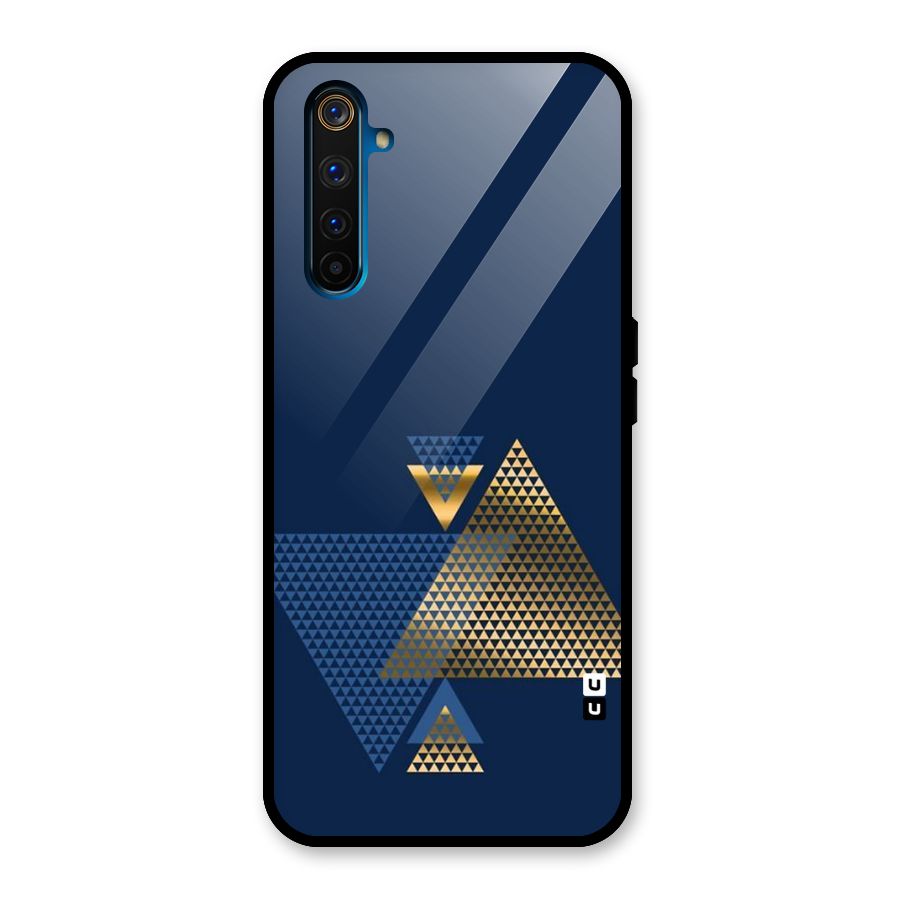 Blue Gold Triangles Glass Back Case for Realme 6 Pro