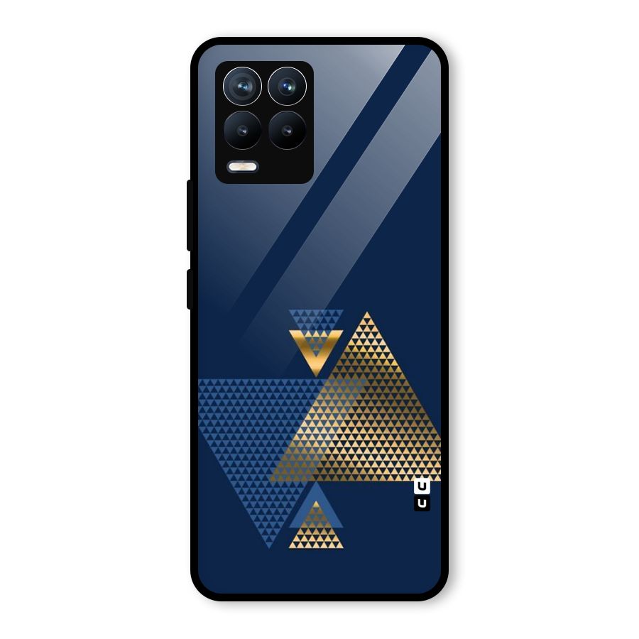 Blue Gold Triangles Glass Back Case for Realme 8 Pro