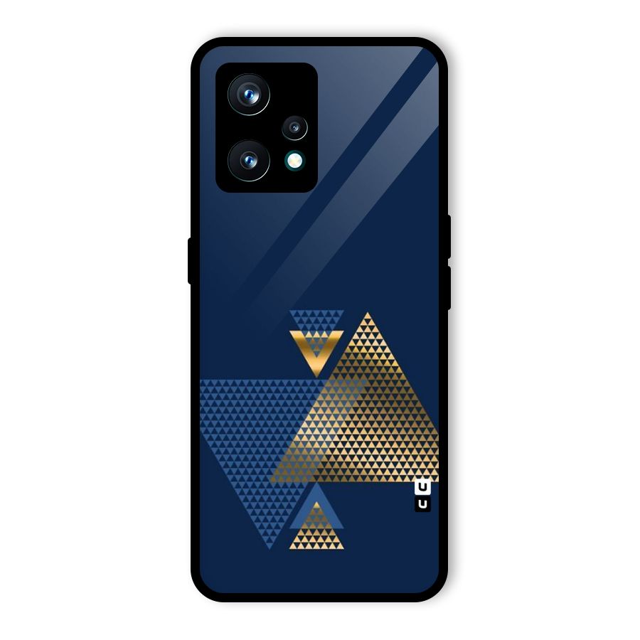 Blue Gold Triangles Glass Back Case for Realme 9 Pro Plus 5G