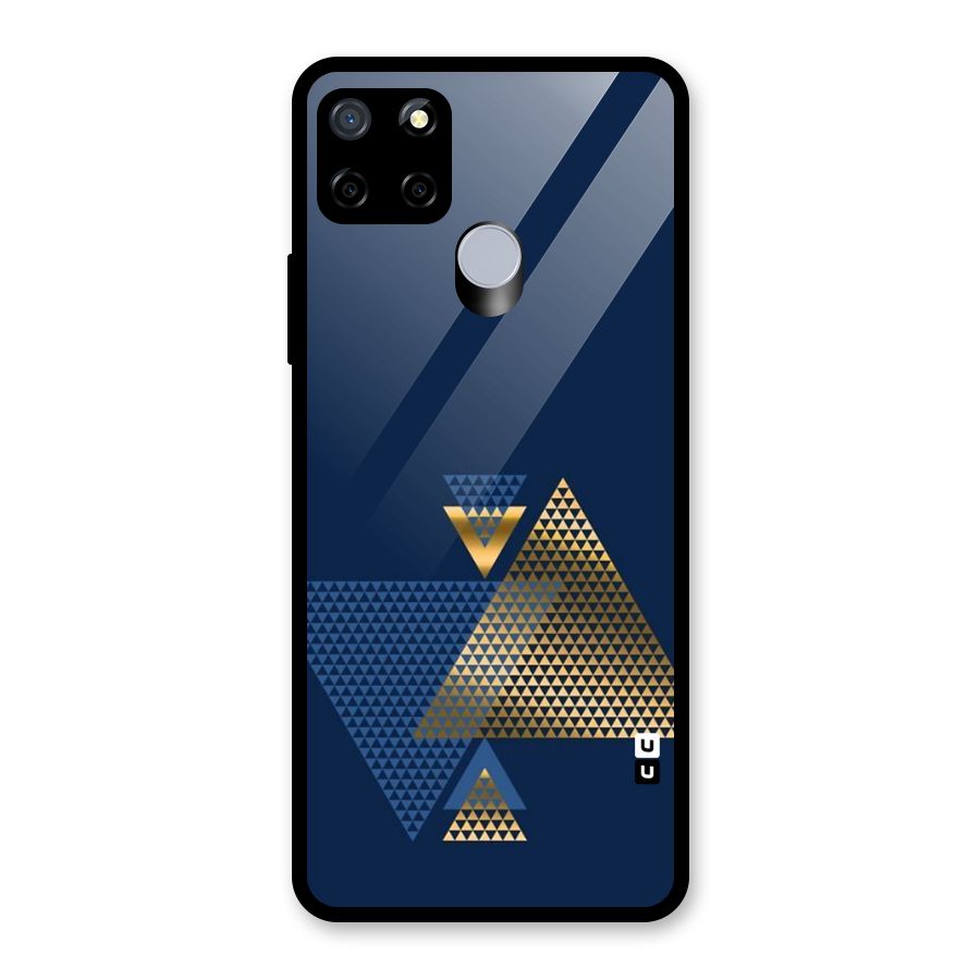 Blue Gold Triangles Glass Back Case for Realme C15