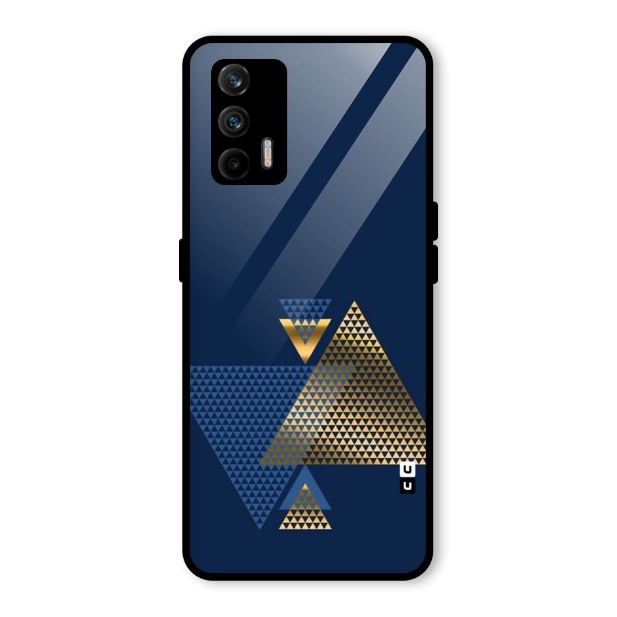 Blue Gold Triangles Glass Back Case for Realme GT 5G