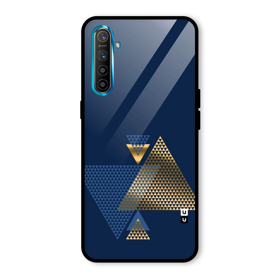 Blue Gold Triangles Glass Back Case for Realme X2