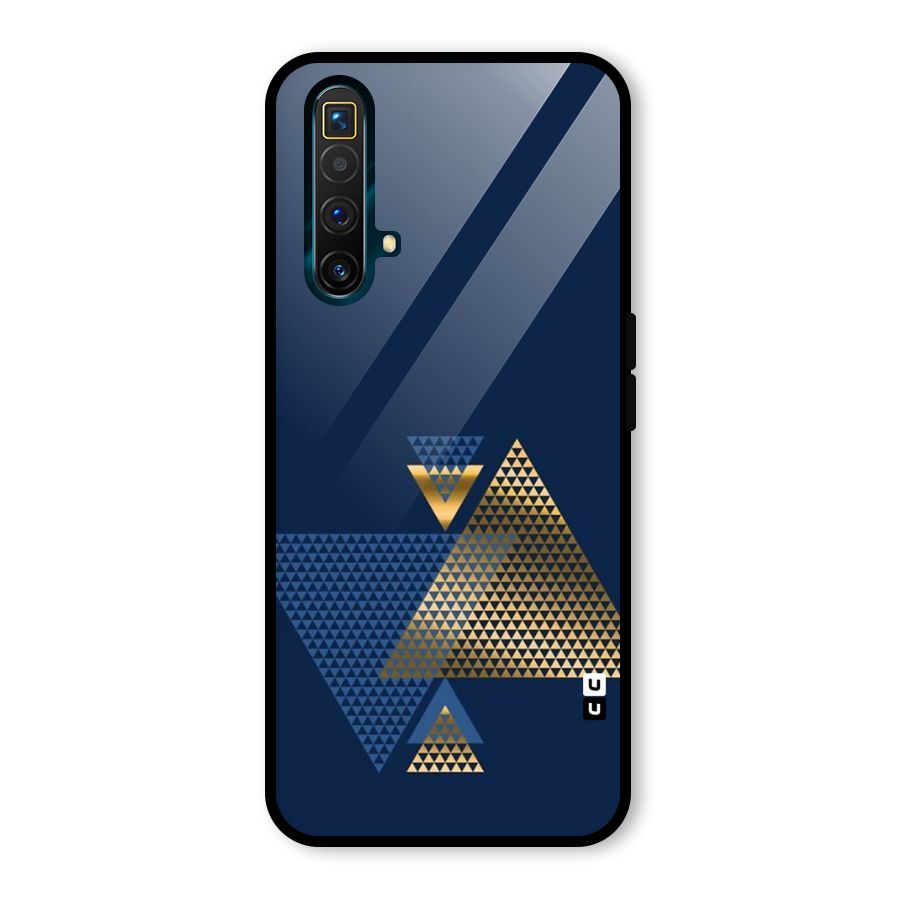 Blue Gold Triangles Glass Back Case for Realme X3 SuperZoom