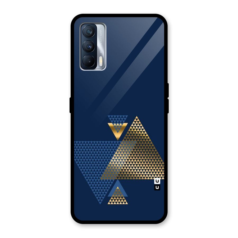 Blue Gold Triangles Glass Back Case for Realme X7