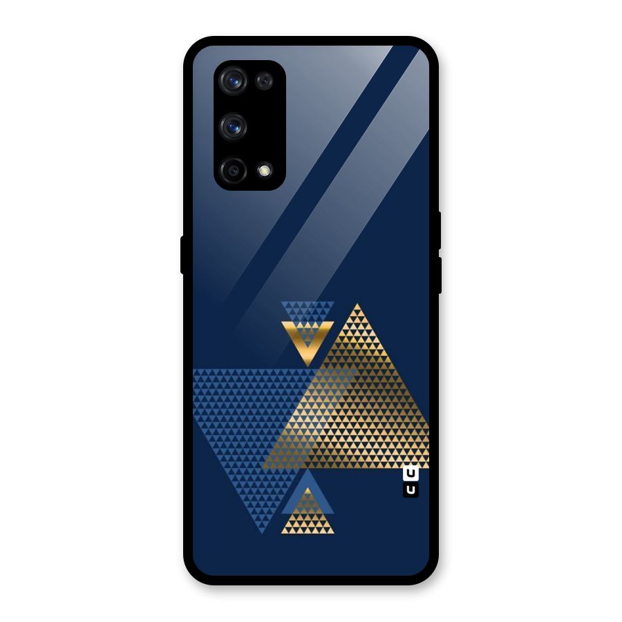 Blue Gold Triangles Glass Back Case for Realme X7 Pro