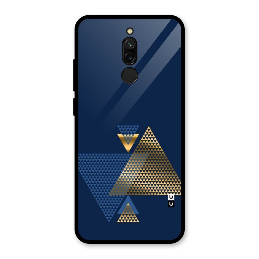 Blue Gold Triangles Glass Back Case for Redmi 8