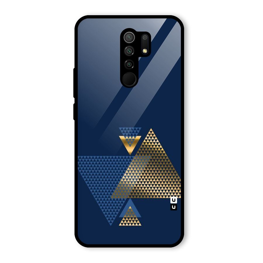 Blue Gold Triangles Glass Back Case for Redmi 9 Prime