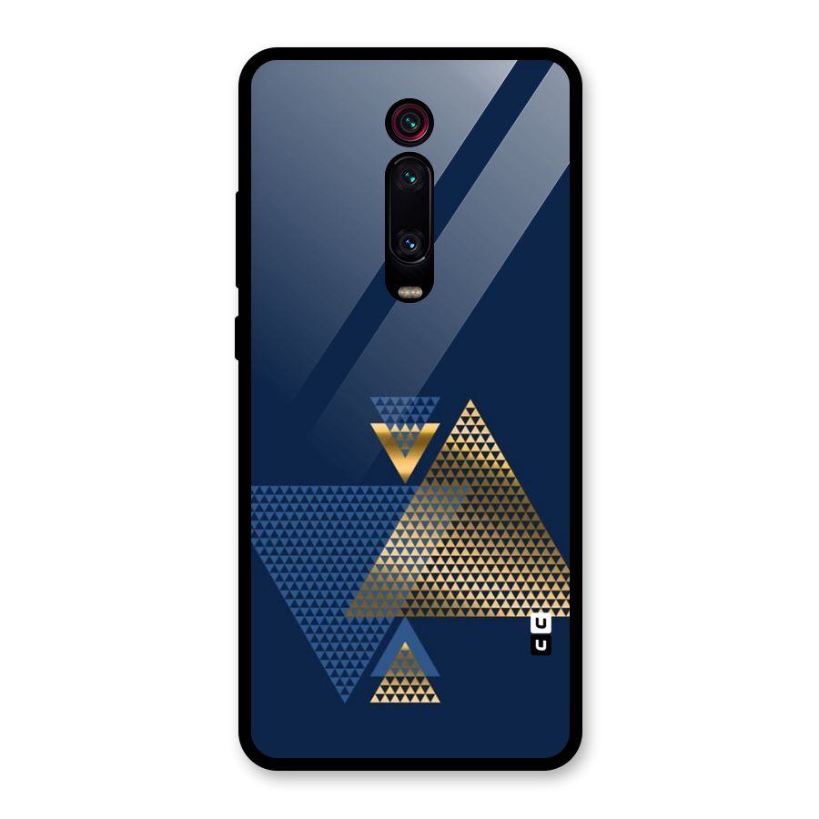 Blue Gold Triangles Glass Back Case for Redmi K20 Pro