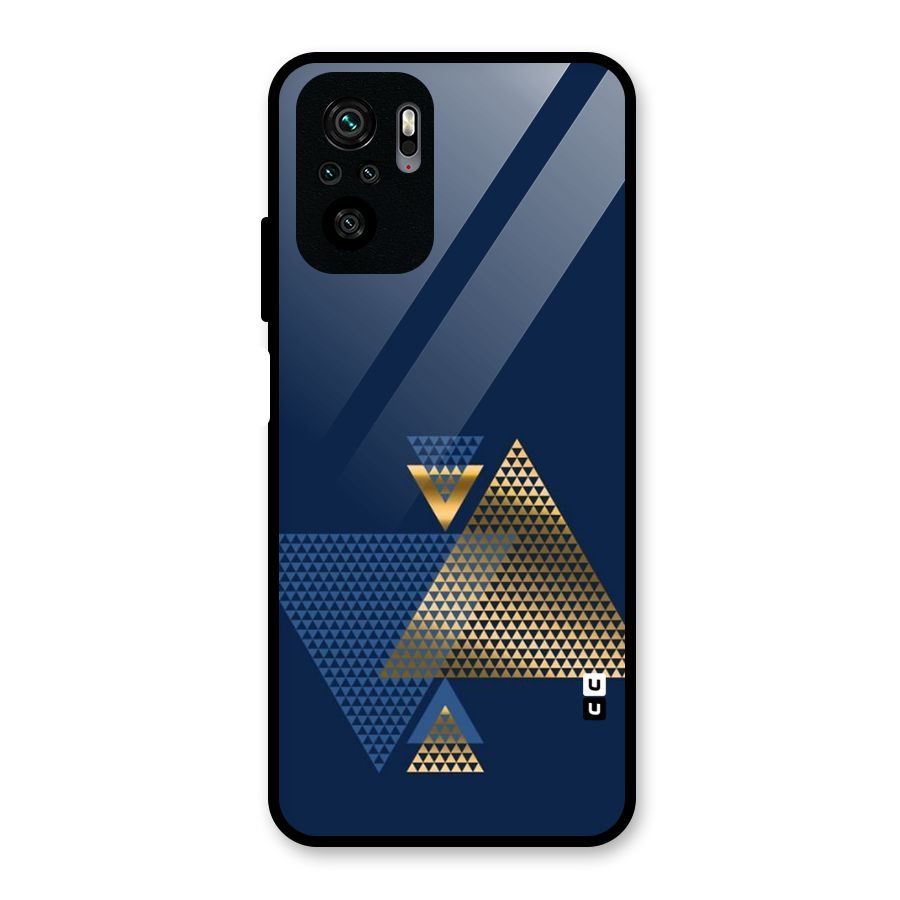 Blue Gold Triangles Glass Back Case for Redmi Note 10
