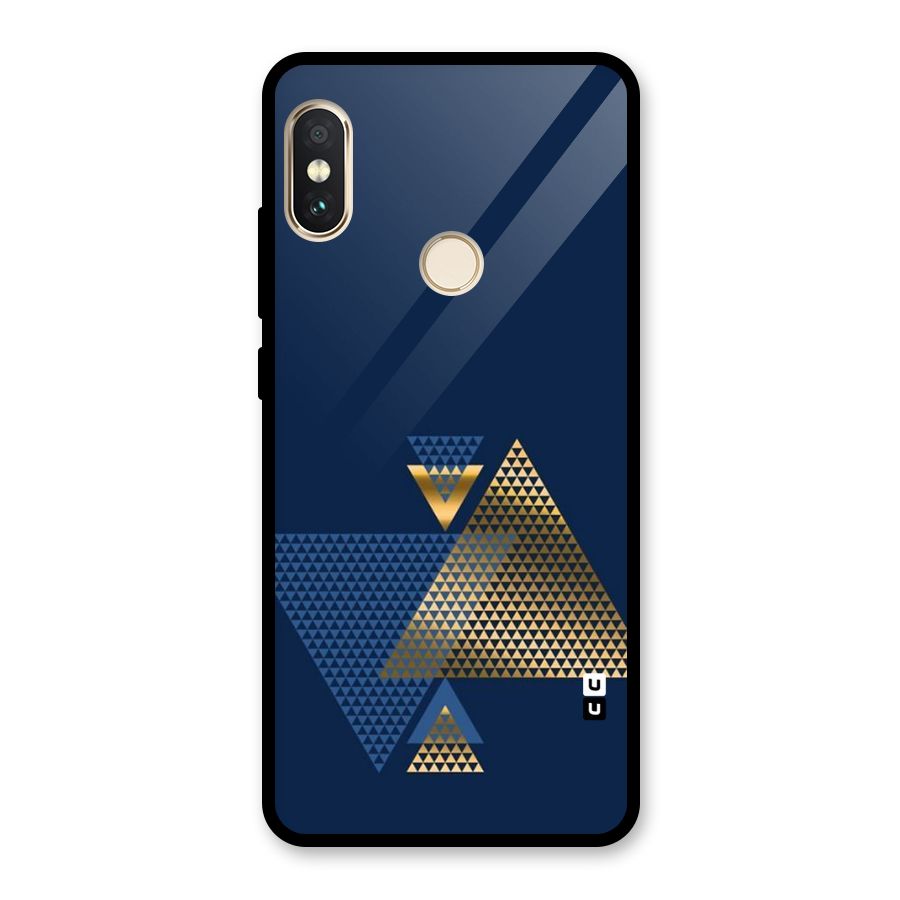 Blue Gold Triangles Glass Back Case for Redmi Note 5 Pro