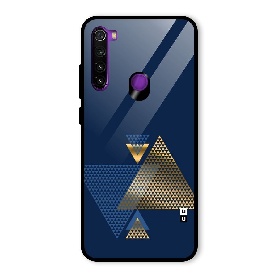 Blue Gold Triangles Glass Back Case for Redmi Note 8