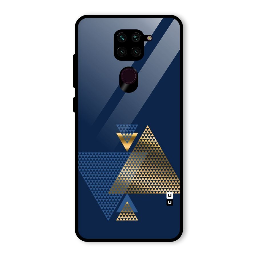 Blue Gold Triangles Glass Back Case for Redmi Note 9