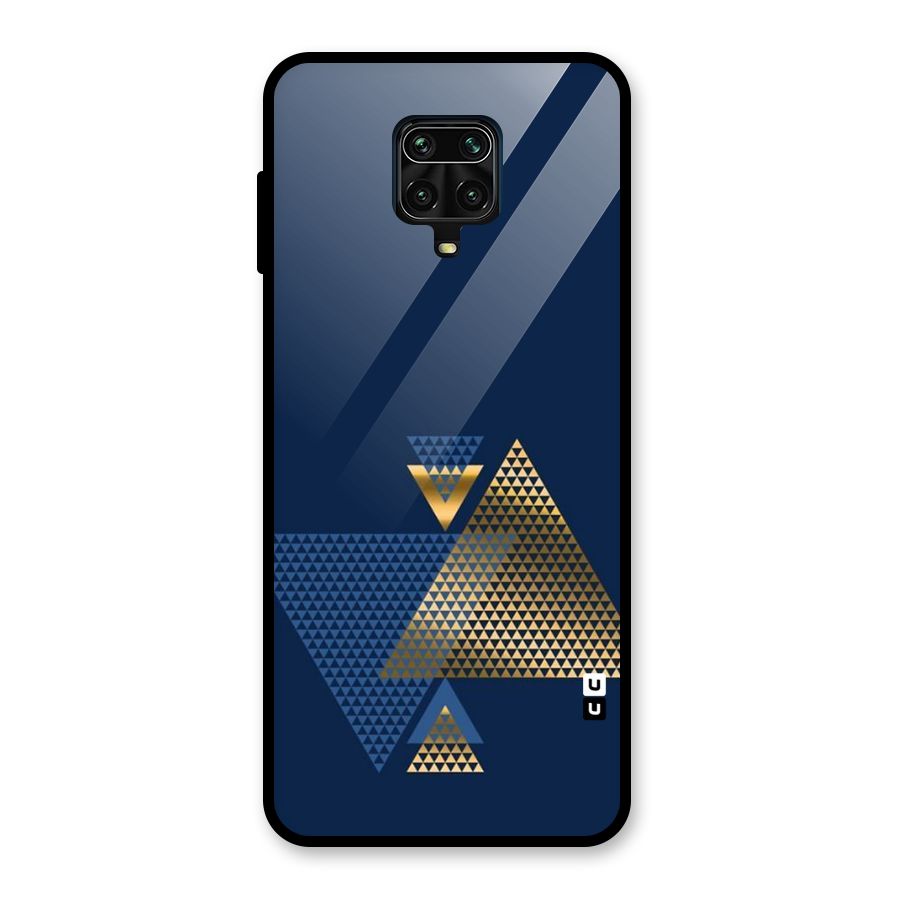 Blue Gold Triangles Glass Back Case for Redmi Note 9 Pro Max