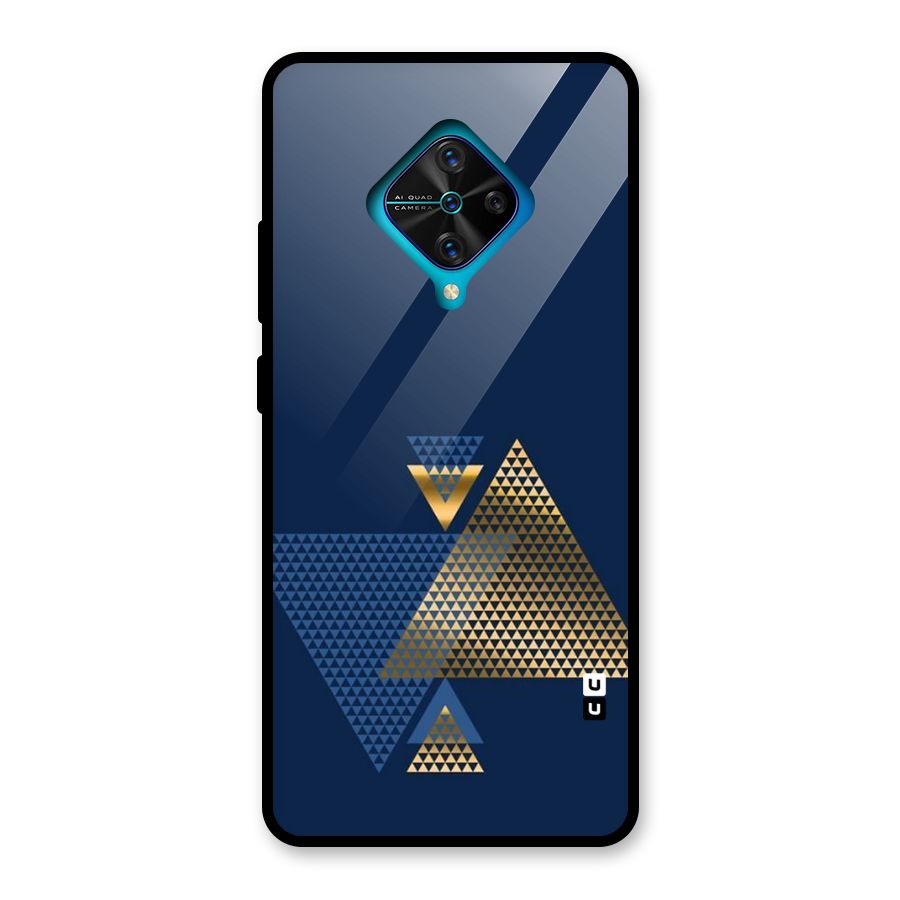 Blue Gold Triangles Glass Back Case for Vivo S1 Pro