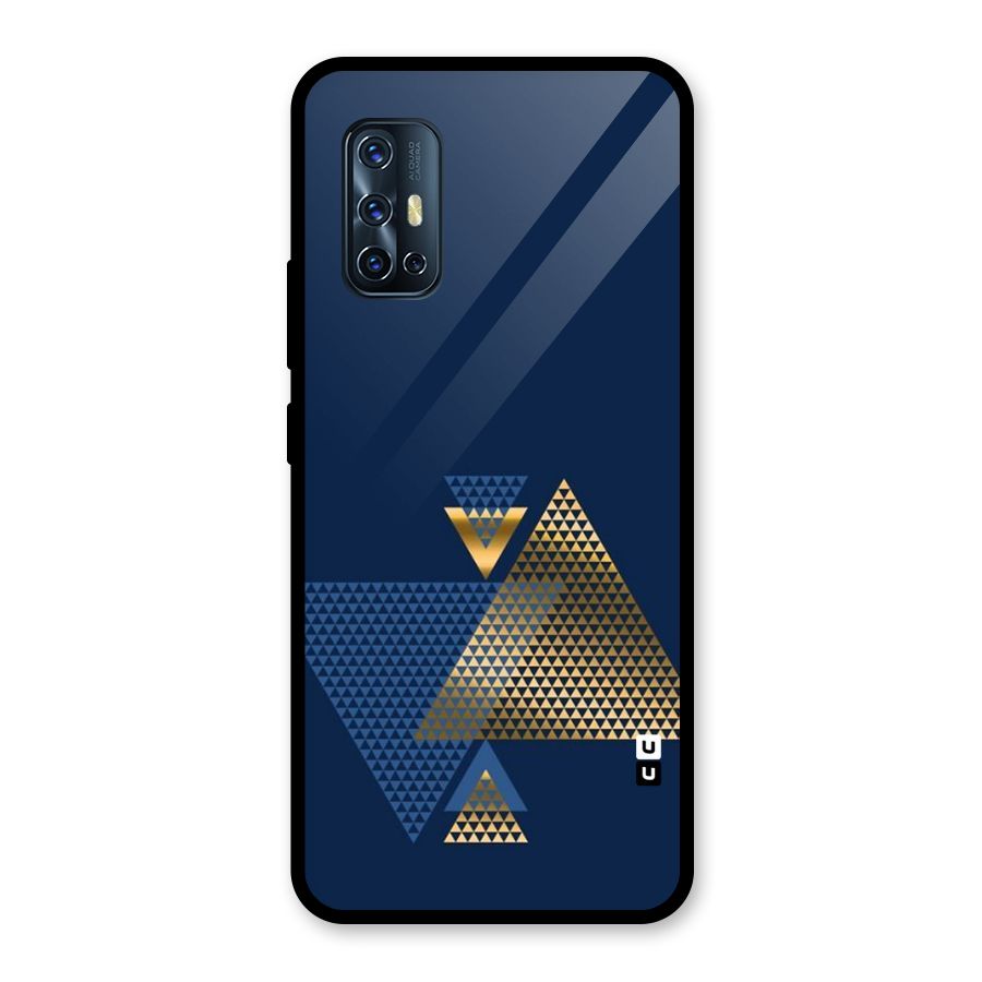 Blue Gold Triangles Glass Back Case for Vivo V17