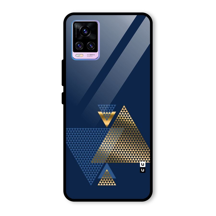 Blue Gold Triangles Glass Back Case for Vivo V20 Pro