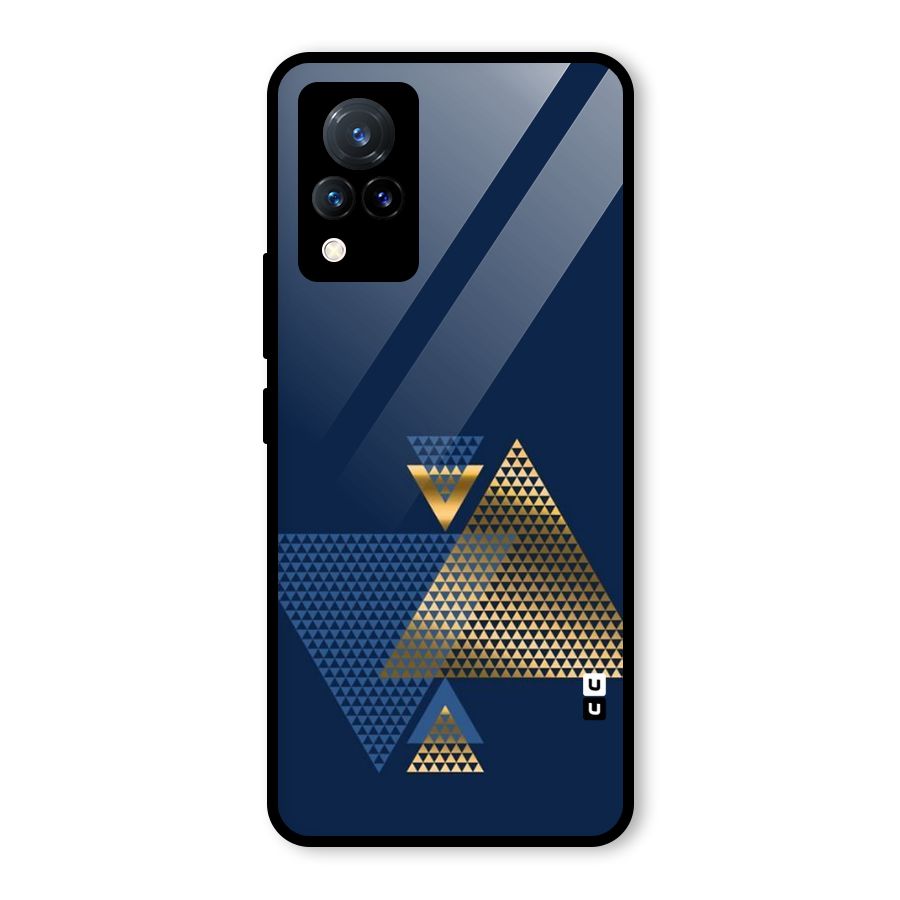 Blue Gold Triangles Glass Back Case for Vivo V21 5G