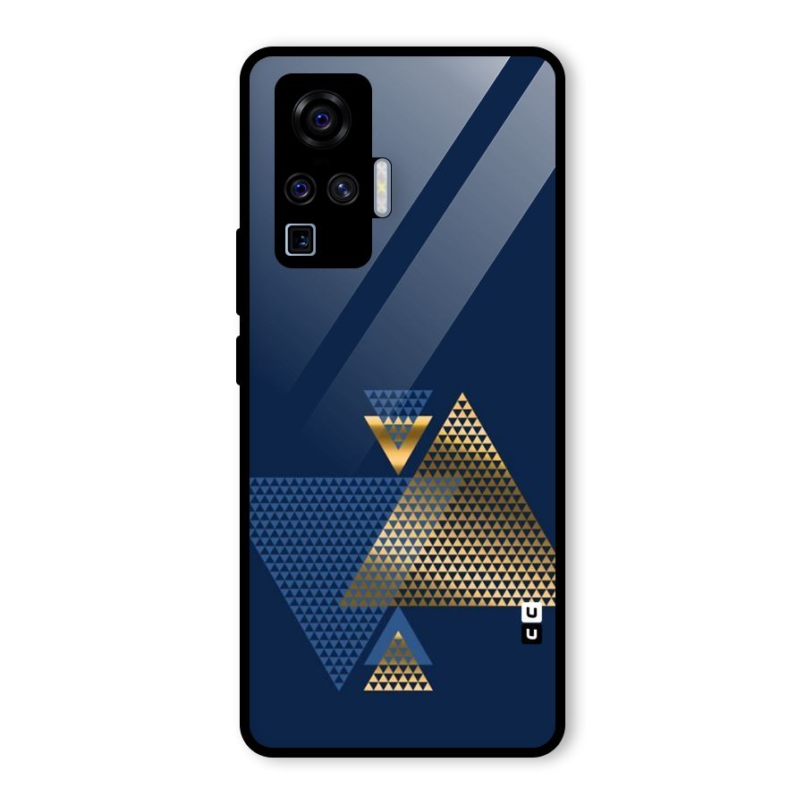 Blue Gold Triangles Glass Back Case for Vivo X50 Pro
