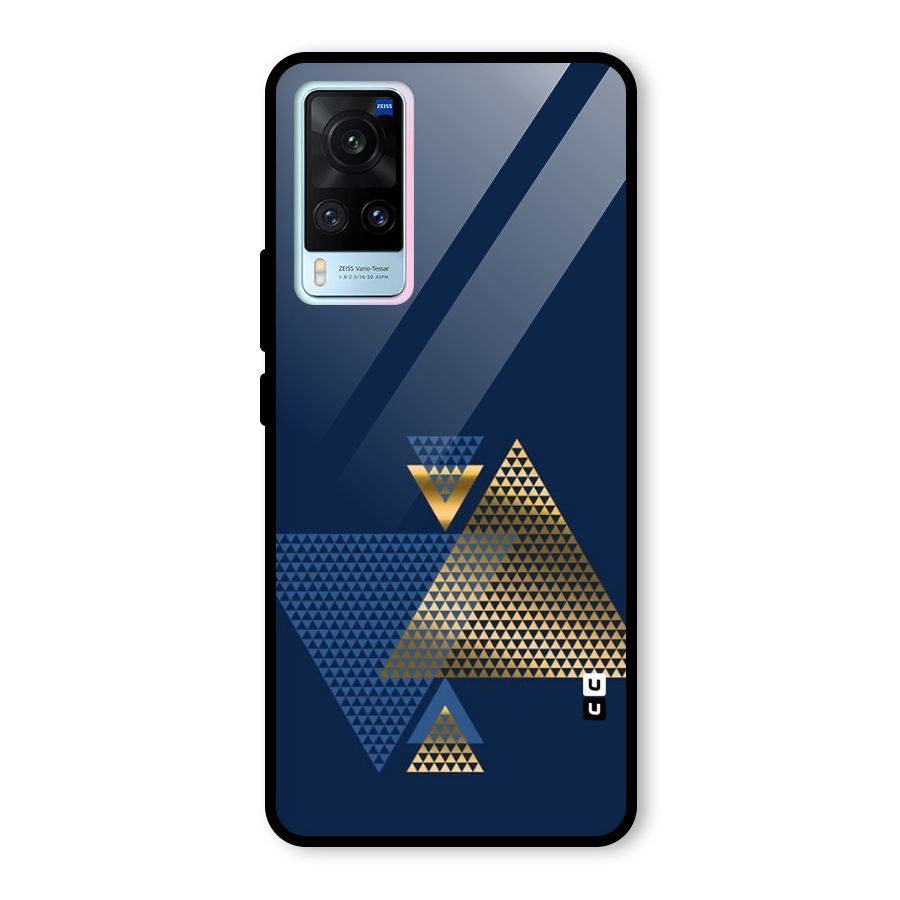 Blue Gold Triangles Glass Back Case for Vivo X60
