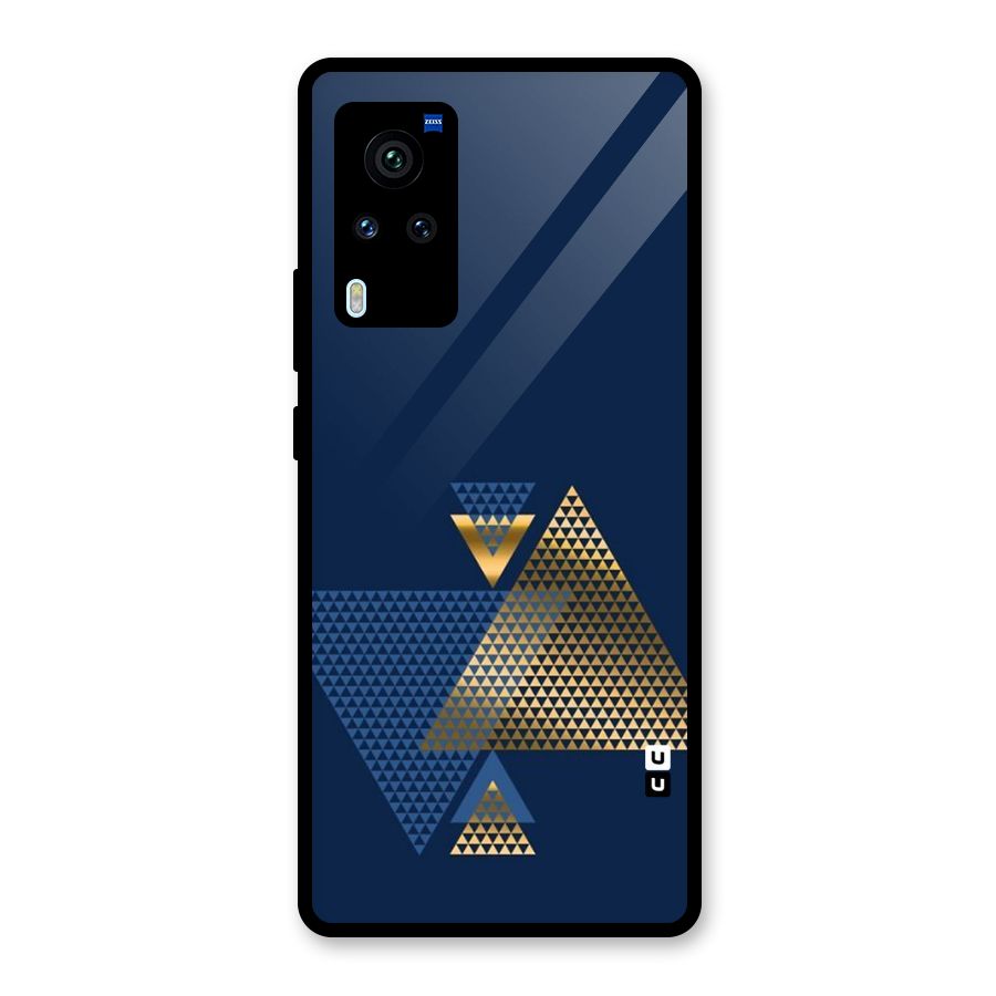 Blue Gold Triangles Glass Back Case for Vivo X60 Pro