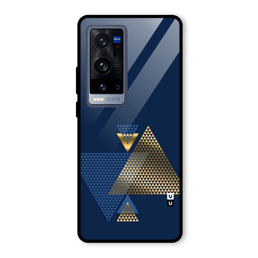 Blue Gold Triangles Glass Back Case for Vivo X60 Pro Plus