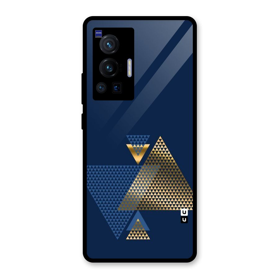 Blue Gold Triangles Glass Back Case for Vivo X70 Pro