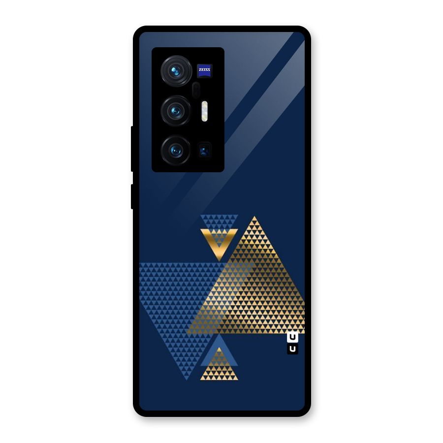 Blue Gold Triangles Glass Back Case for Vivo X70 Pro Plus