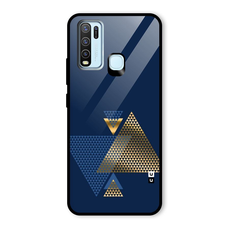 Blue Gold Triangles Glass Back Case for Vivo Y30