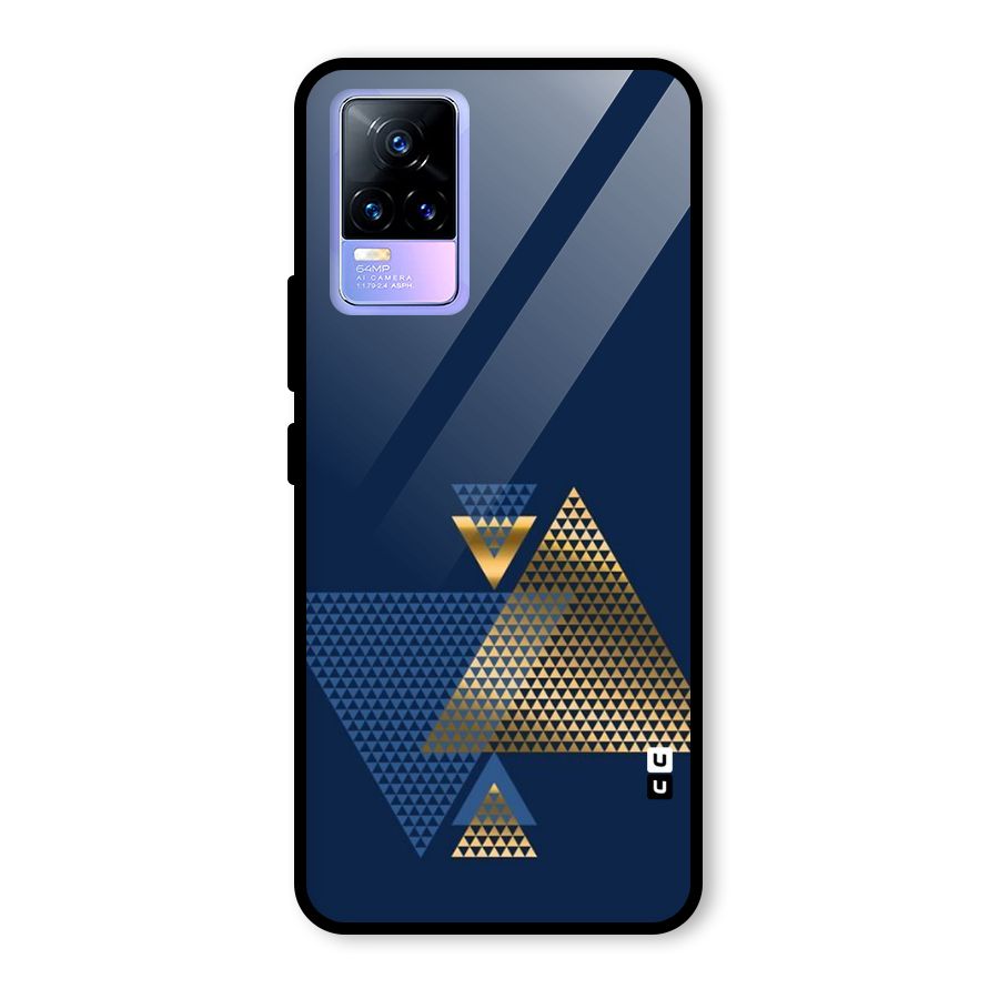 Blue Gold Triangles Glass Back Case for Vivo Y73