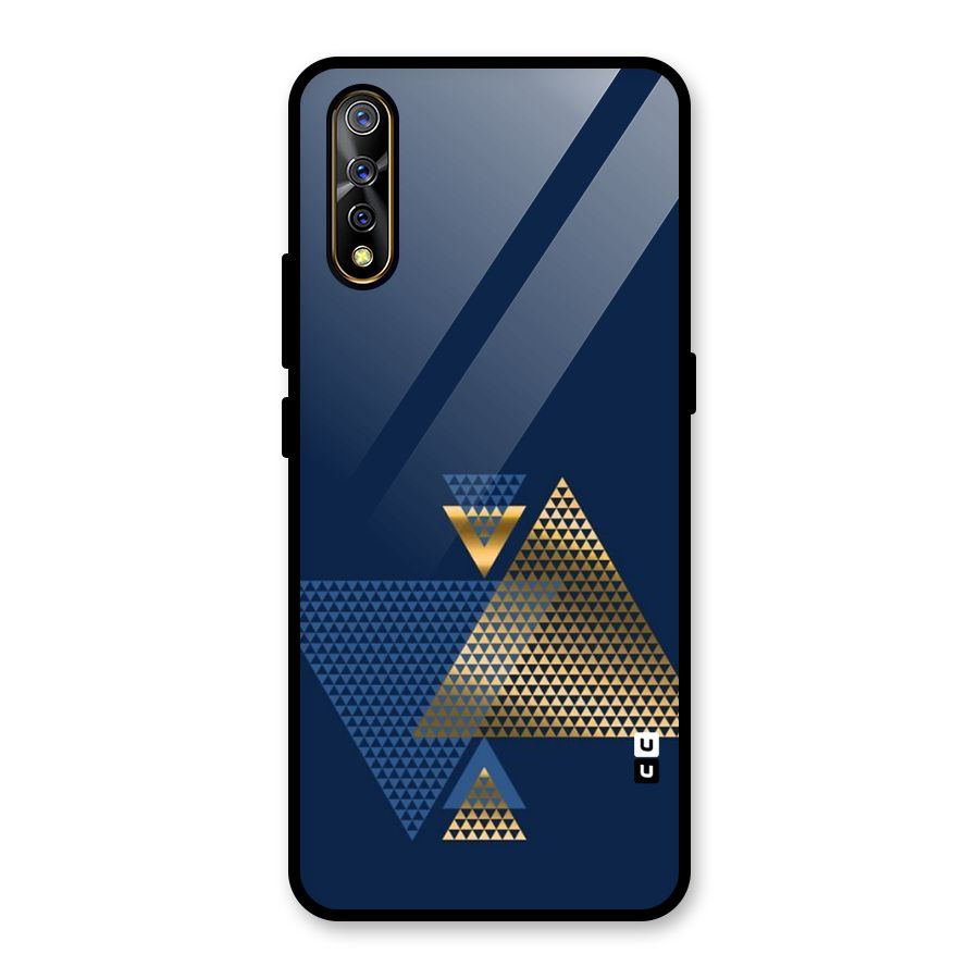 Blue Gold Triangles Glass Back Case for Vivo Z1x
