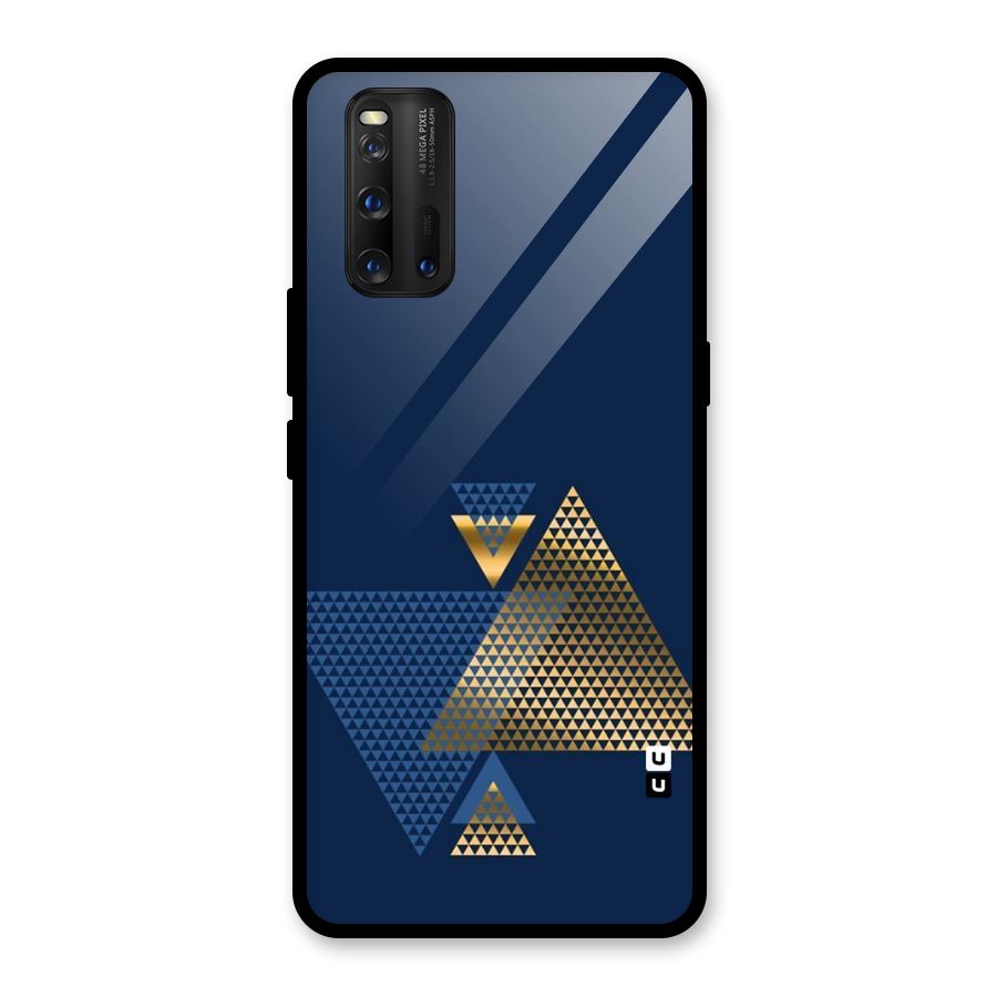 Blue Gold Triangles Glass Back Case for Vivo iQOO 3