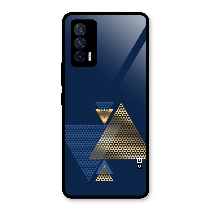 Blue Gold Triangles Glass Back Case for Vivo iQOO 7 5G