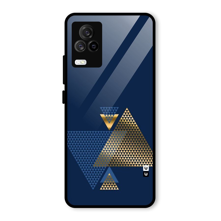 Blue Gold Triangles Glass Back Case for Vivo iQOO 7 Legend 5G