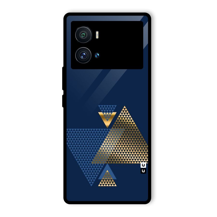Blue Gold Triangles Glass Back Case for Vivo iQOO 9 Pro