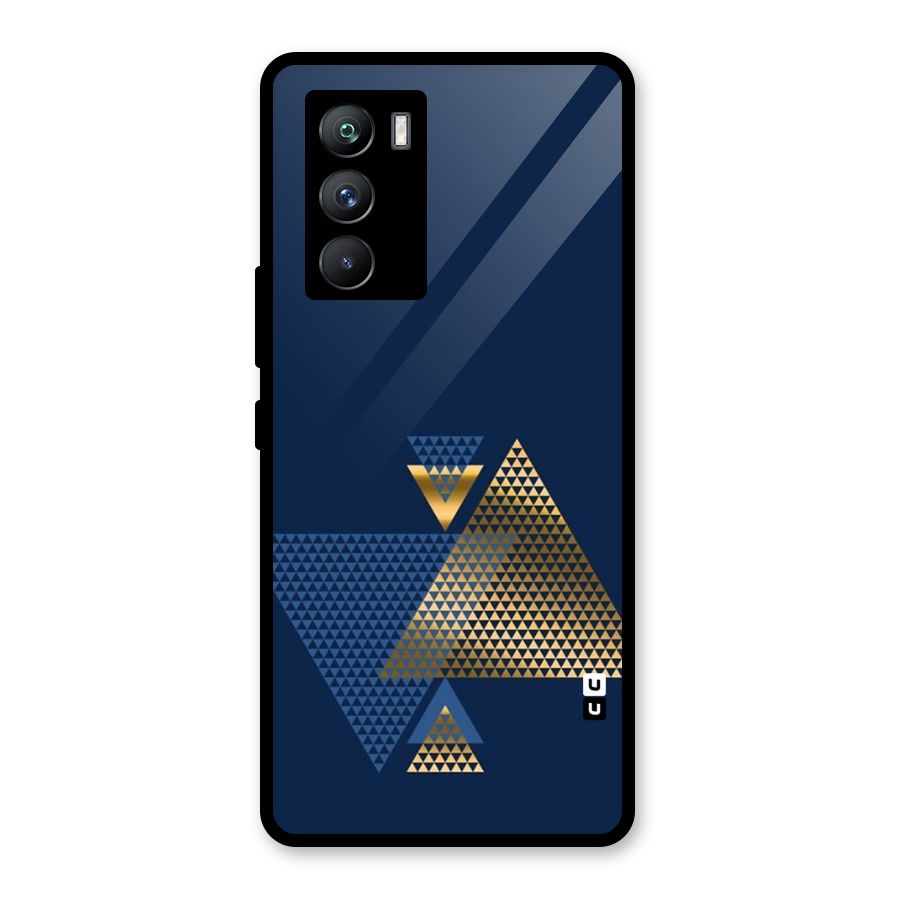 Blue Gold Triangles Glass Back Case for Vivo iQOO 9 SE
