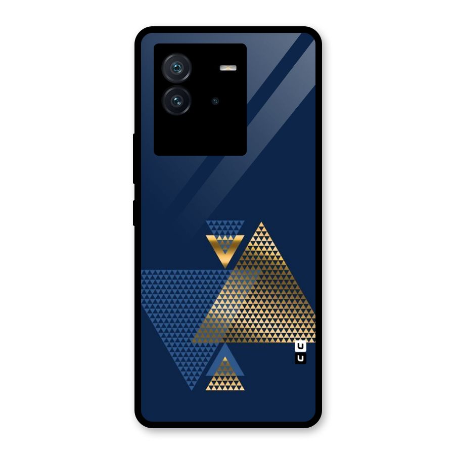 Blue Gold Triangles Glass Back Case for Vivo iQOO Neo 6 5G