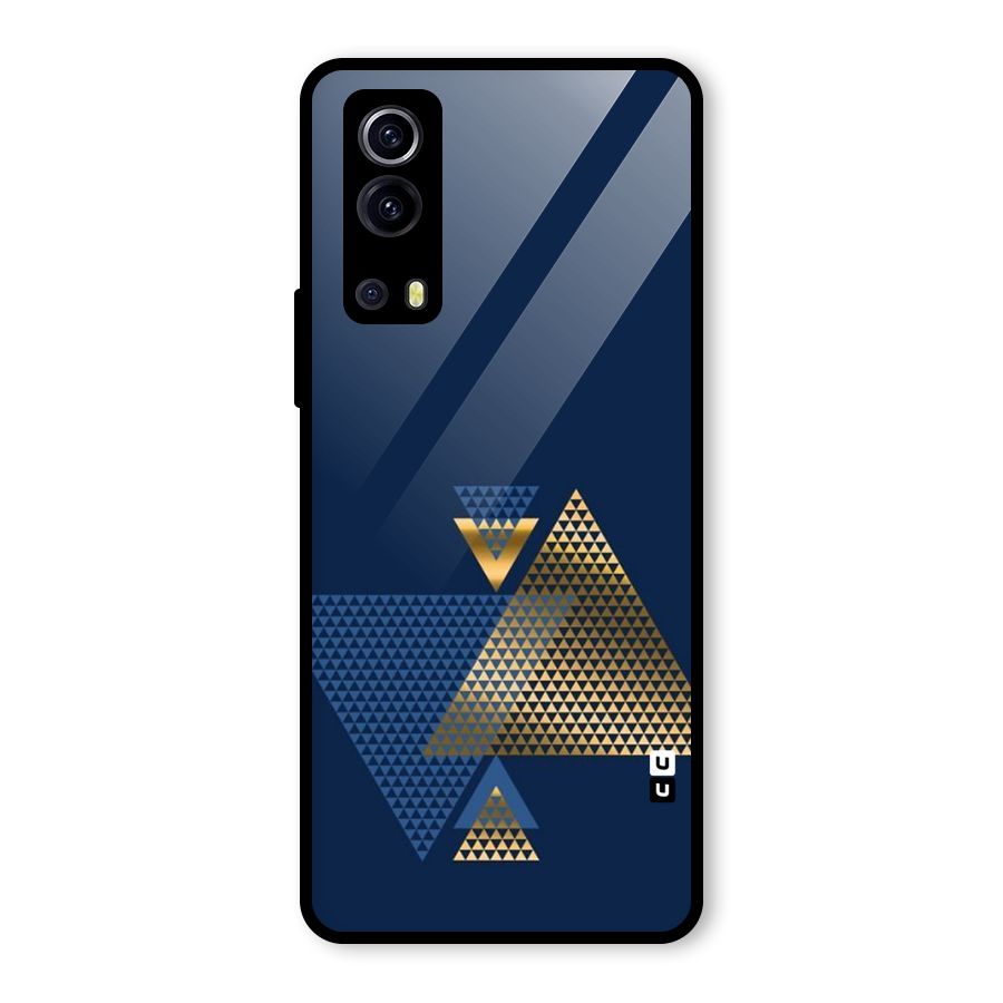 Blue Gold Triangles Glass Back Case for Vivo iQOO Z3