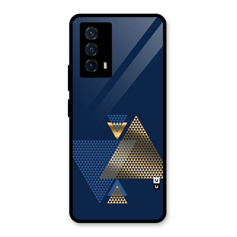 Blue Gold Triangles Glass Back Case for Vivo iQOO Z5