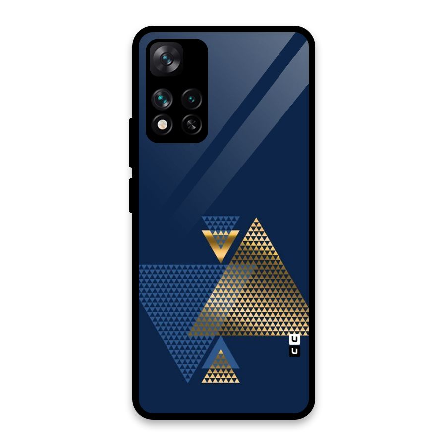Blue Gold Triangles Glass Back Case for Xiaomi 11i HyperCharge 5G