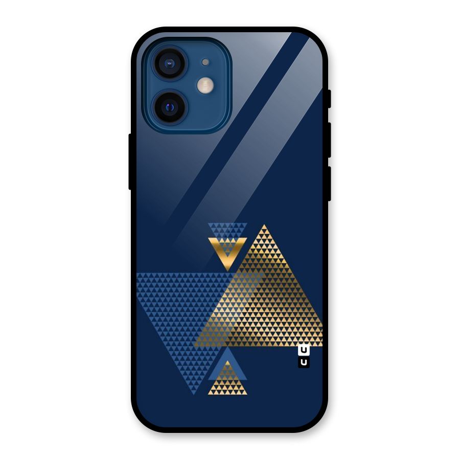 Blue Gold Triangles Glass Back Case for iPhone 12 Mini