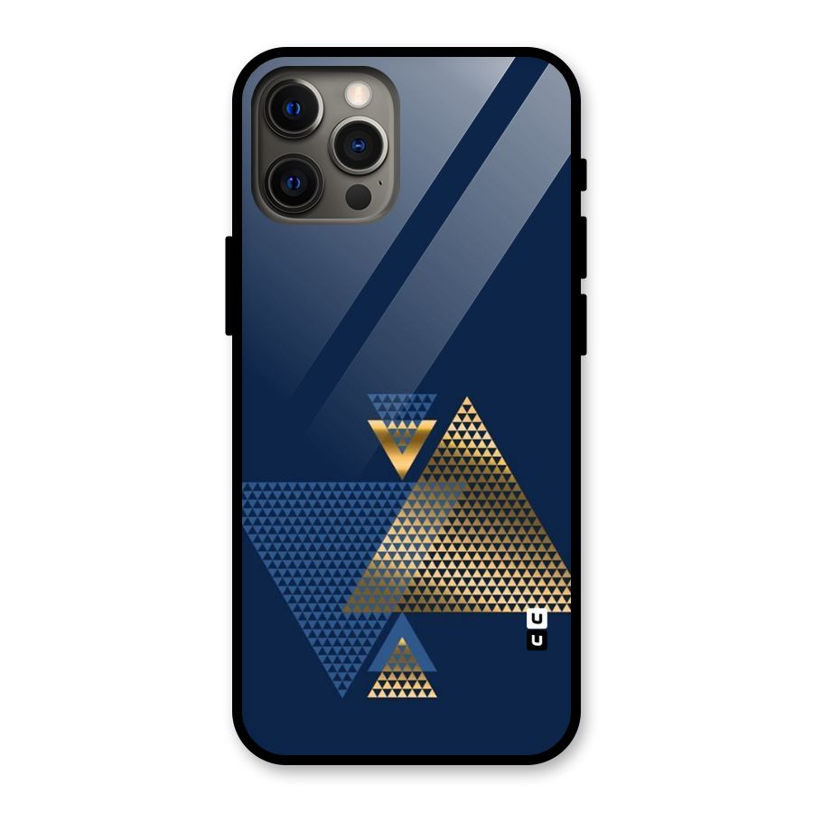 Blue Gold Triangles Glass Back Case for iPhone 12 Pro Max