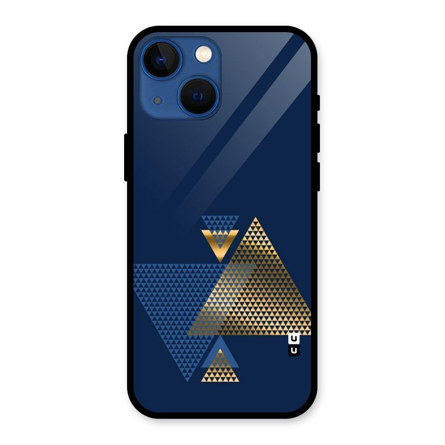 Blue Gold Triangles Glass Back Case for iPhone 13 Mini