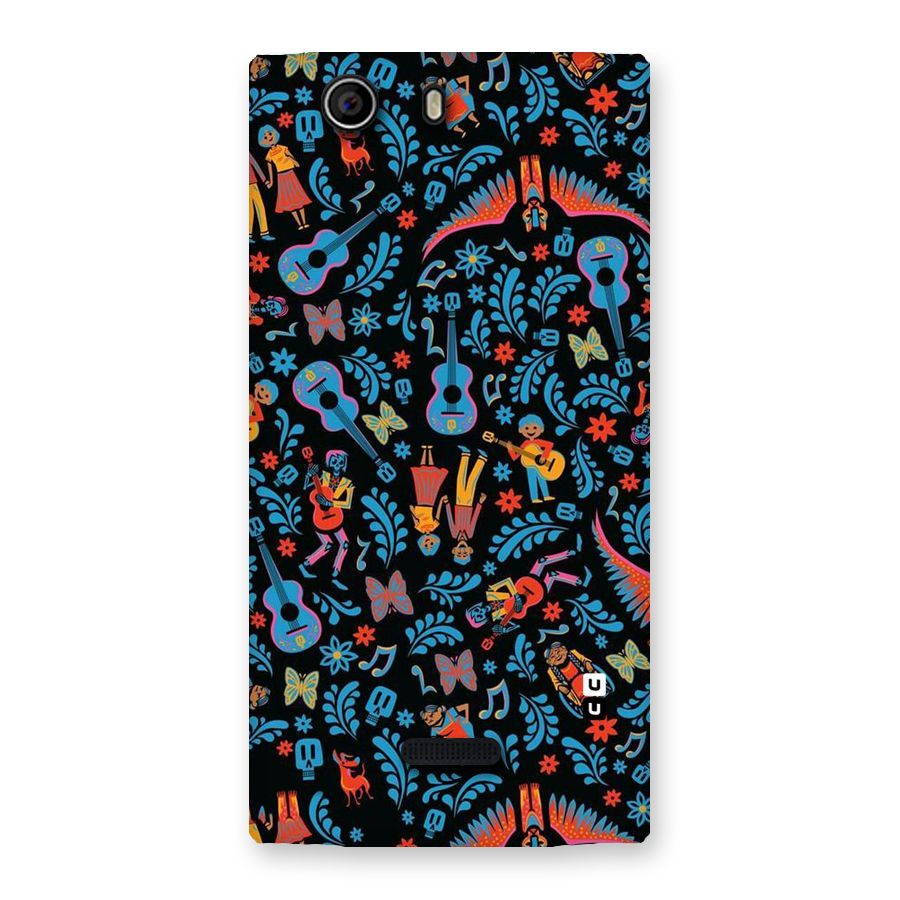 Blue Guitar Pattern Back Case for Canvas Nitro 2 E311