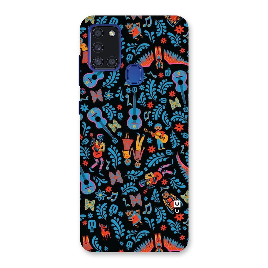 Blue Guitar Pattern Back Case for Galaxy A21s