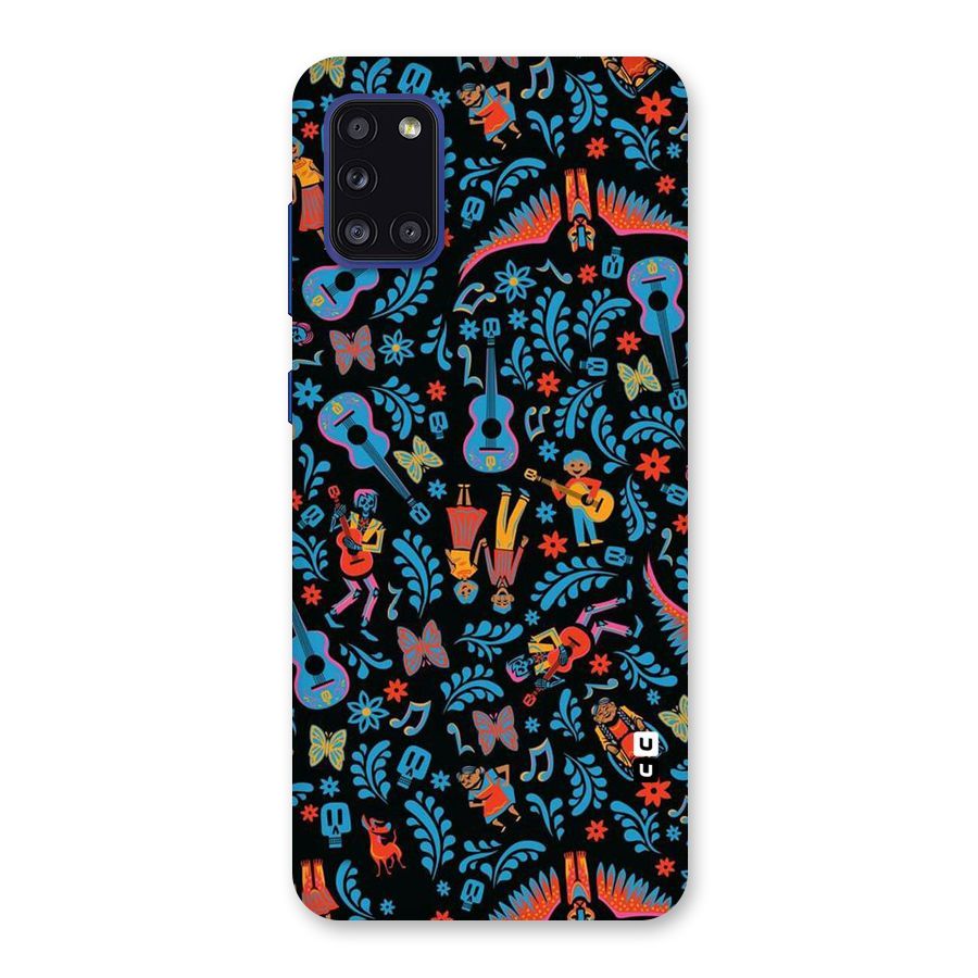 Blue Guitar Pattern Back Case for Galaxy A31